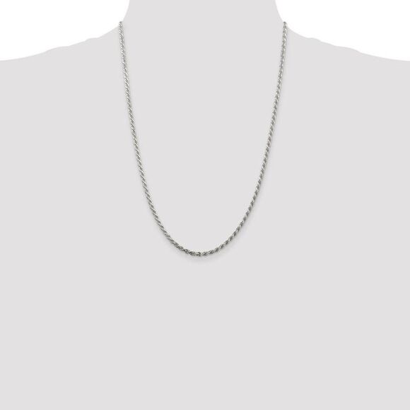 2.75mm Sterling Silver, Diamond Cut Rope Chain Necklace, 24 Inch - Picture 2 of 6